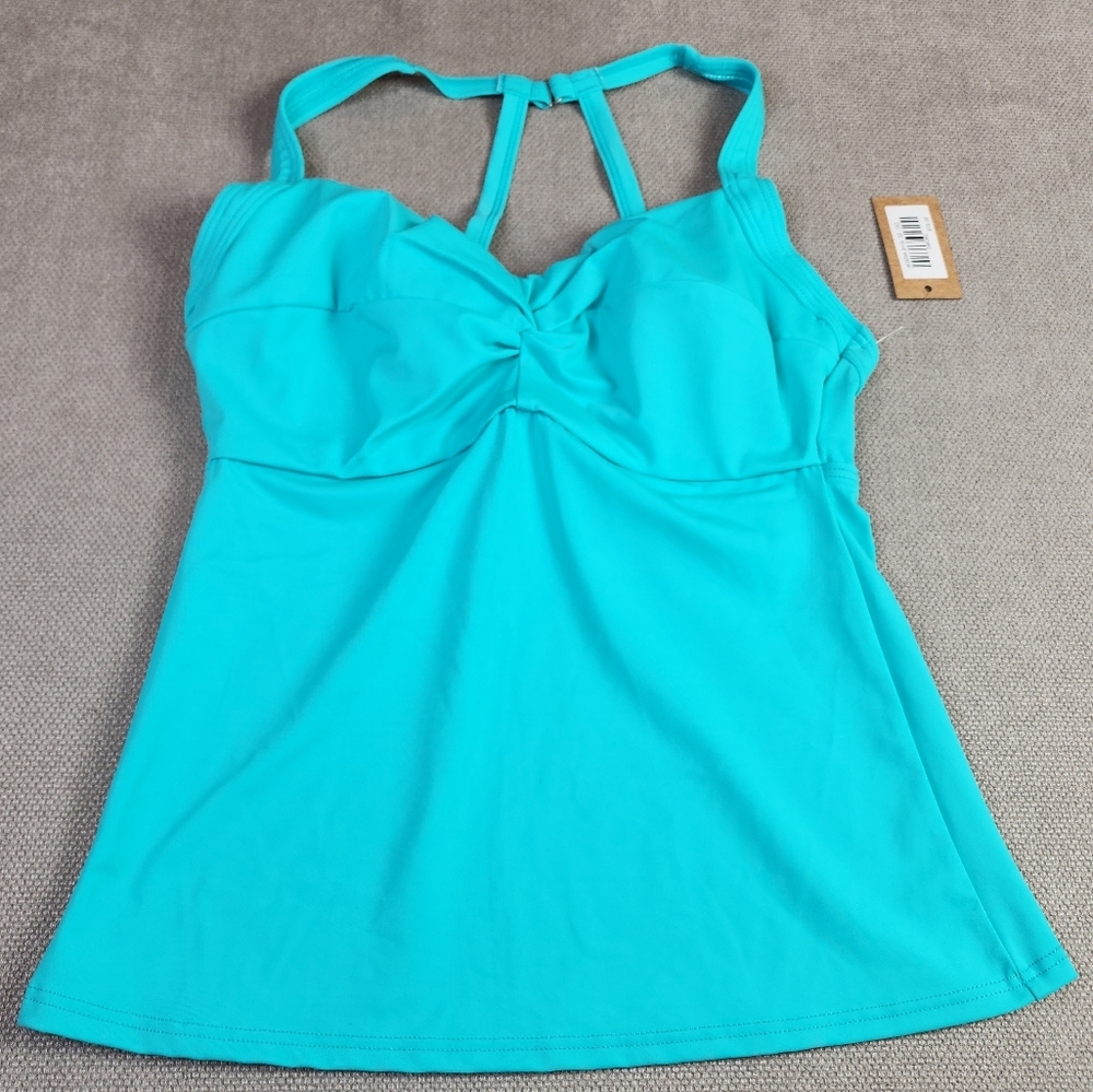 NWT Title Nine Blue Green Tankini Top Underwire Size 32DD - Picture 15 of 15